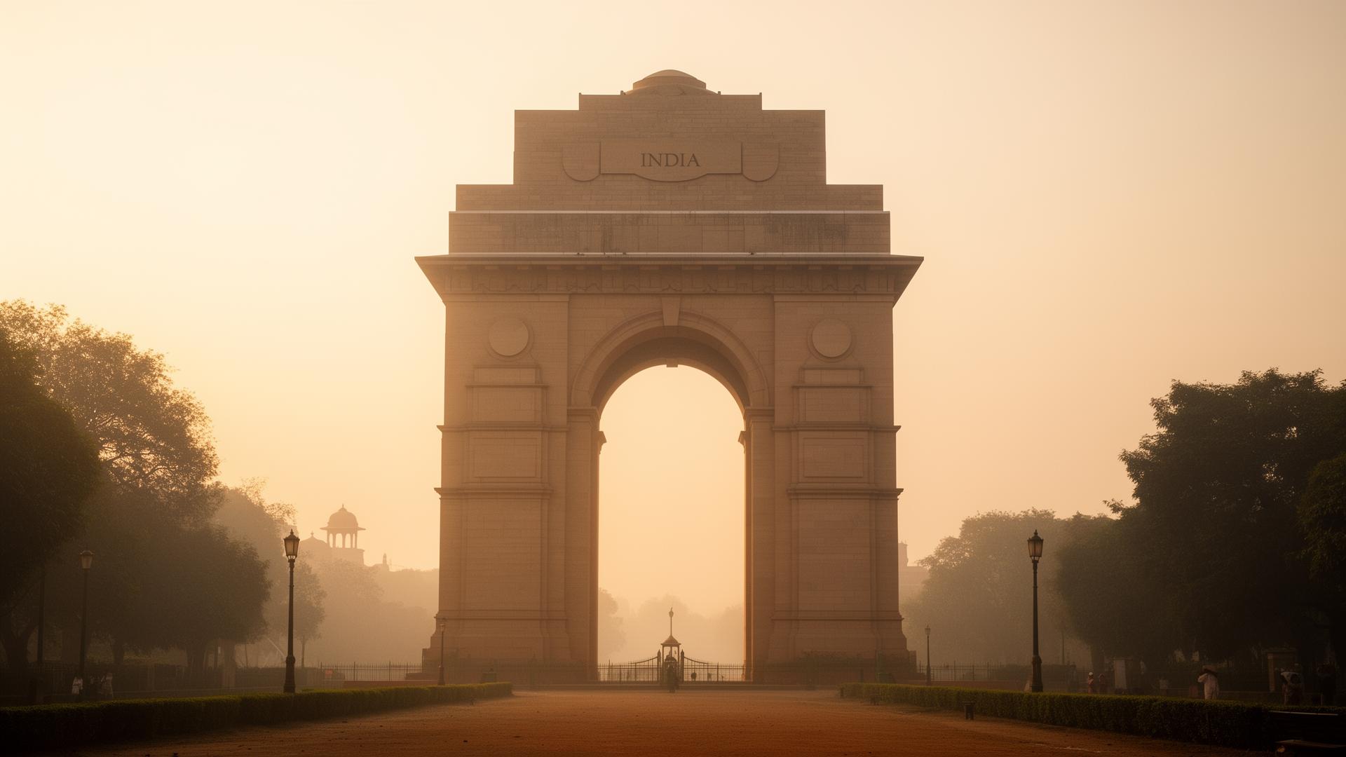 Delhi cityscape at golden hour