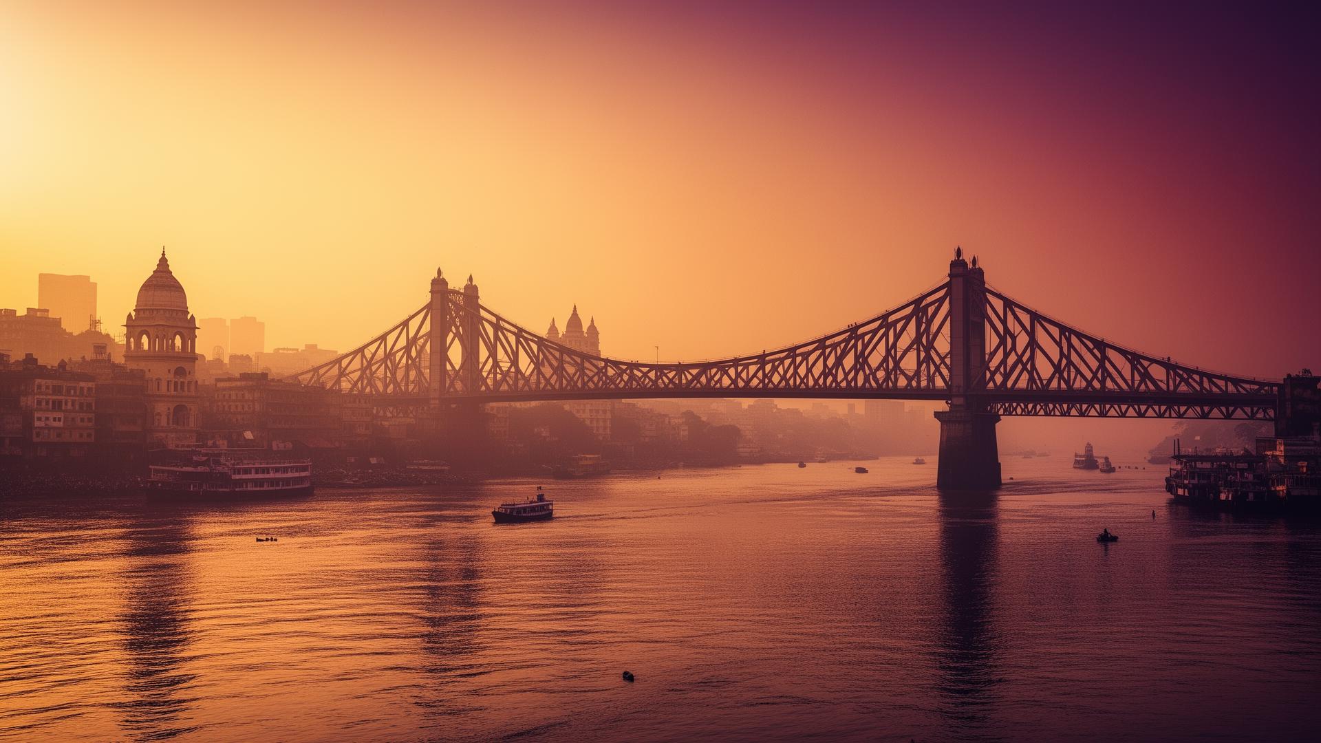 Kolkata cityscape at golden hour
