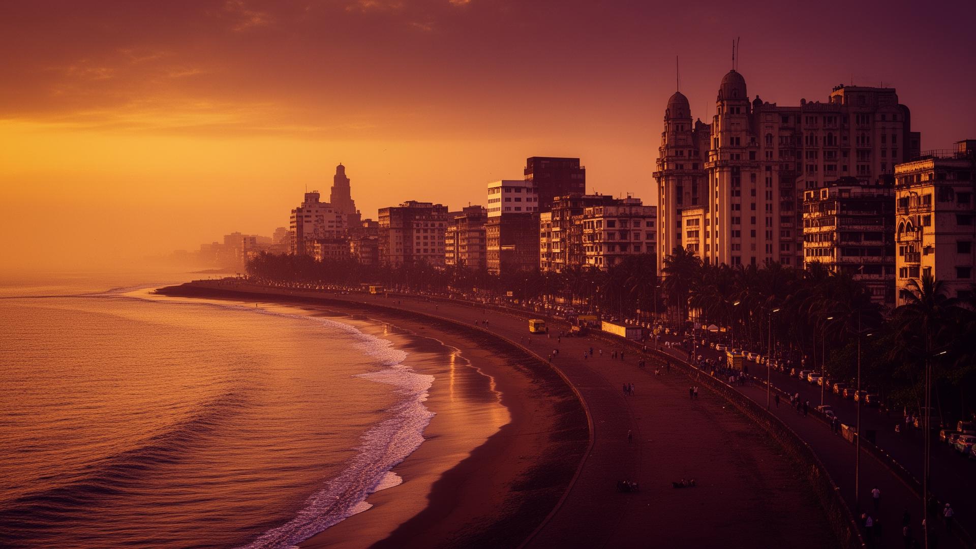 Mumbai cityscape at golden hour