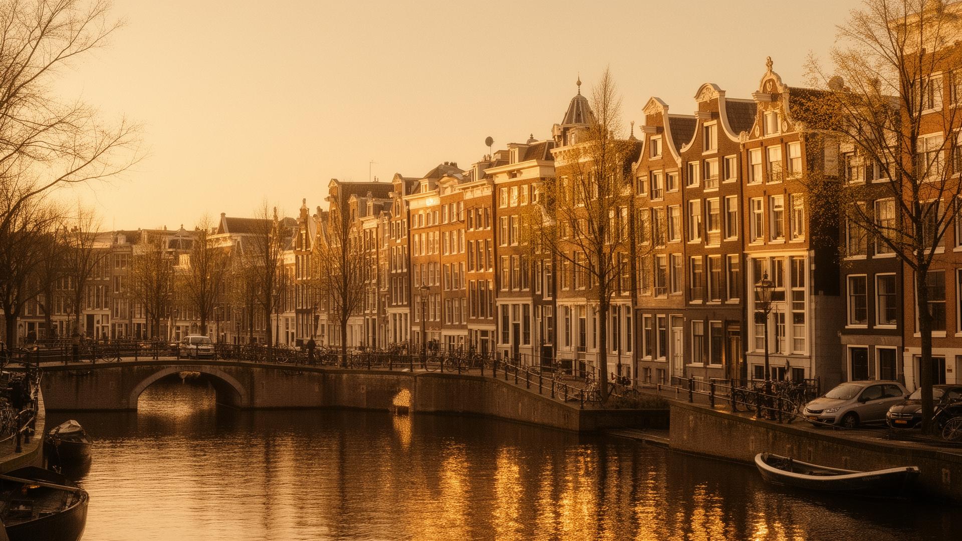 Netherlands landscape at golden hour