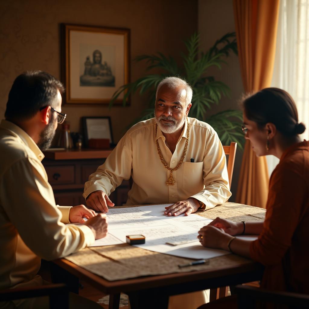 Vastu consultant reviewing a property floor plan with a compass to prepare a consultation quote